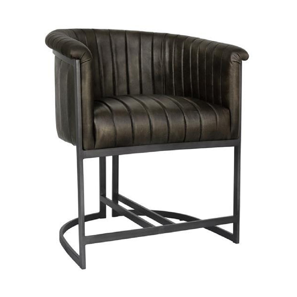 Covent Leather & Iron Chair - Dark Grey