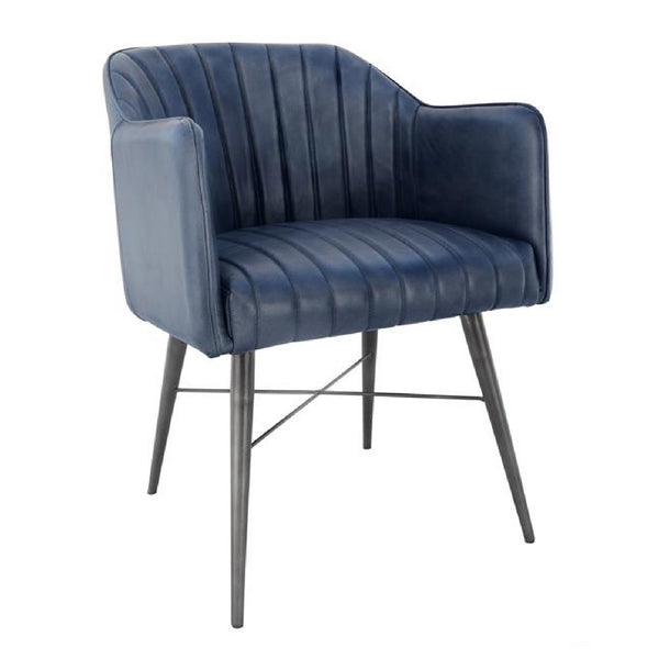 Finsbury Leather & Iron Chair - Blue