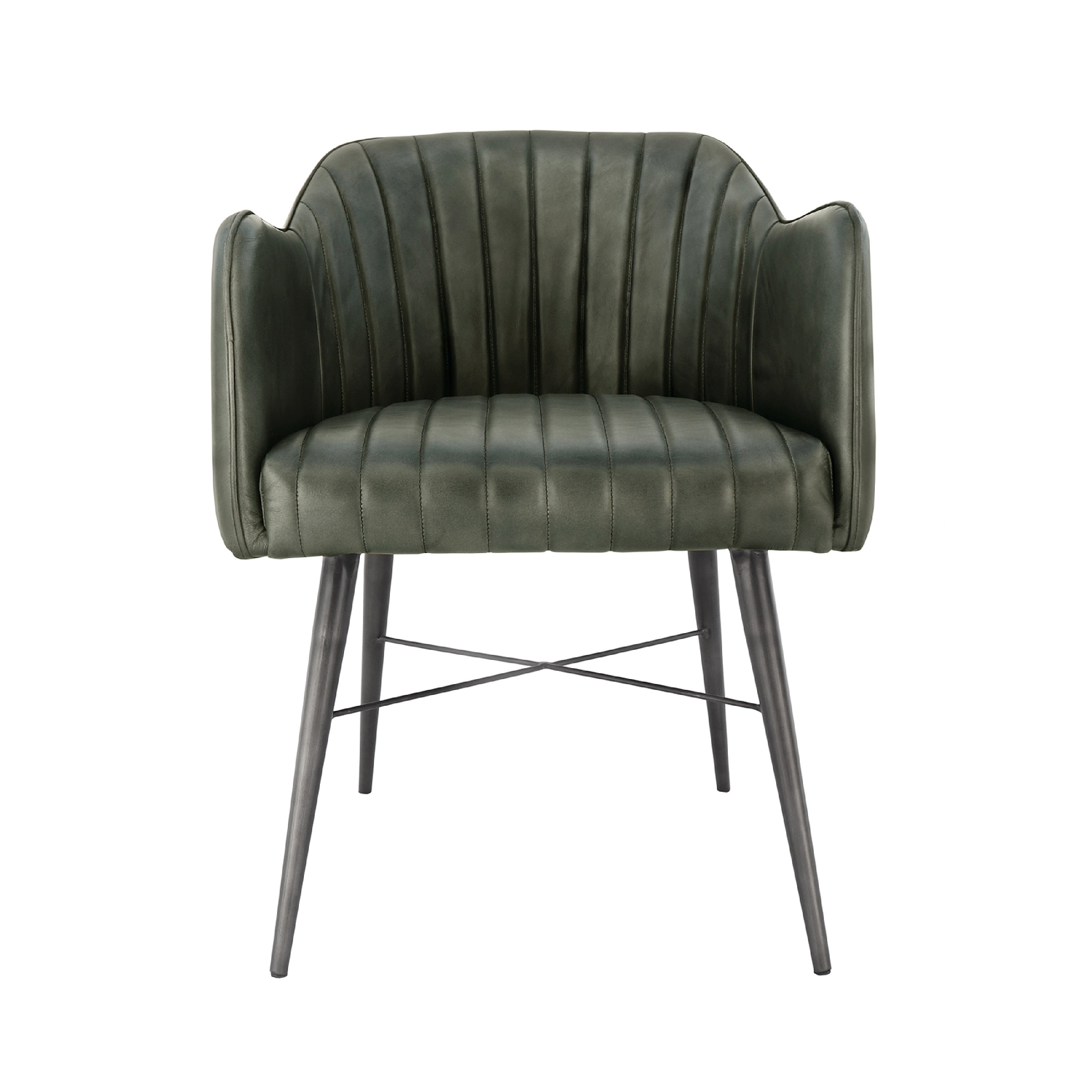Finsbury Leather & Iron Chair - Light Grey