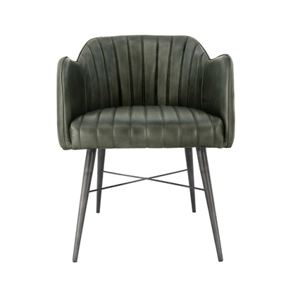 Finsbury Leather & Iron Chair - Light Grey