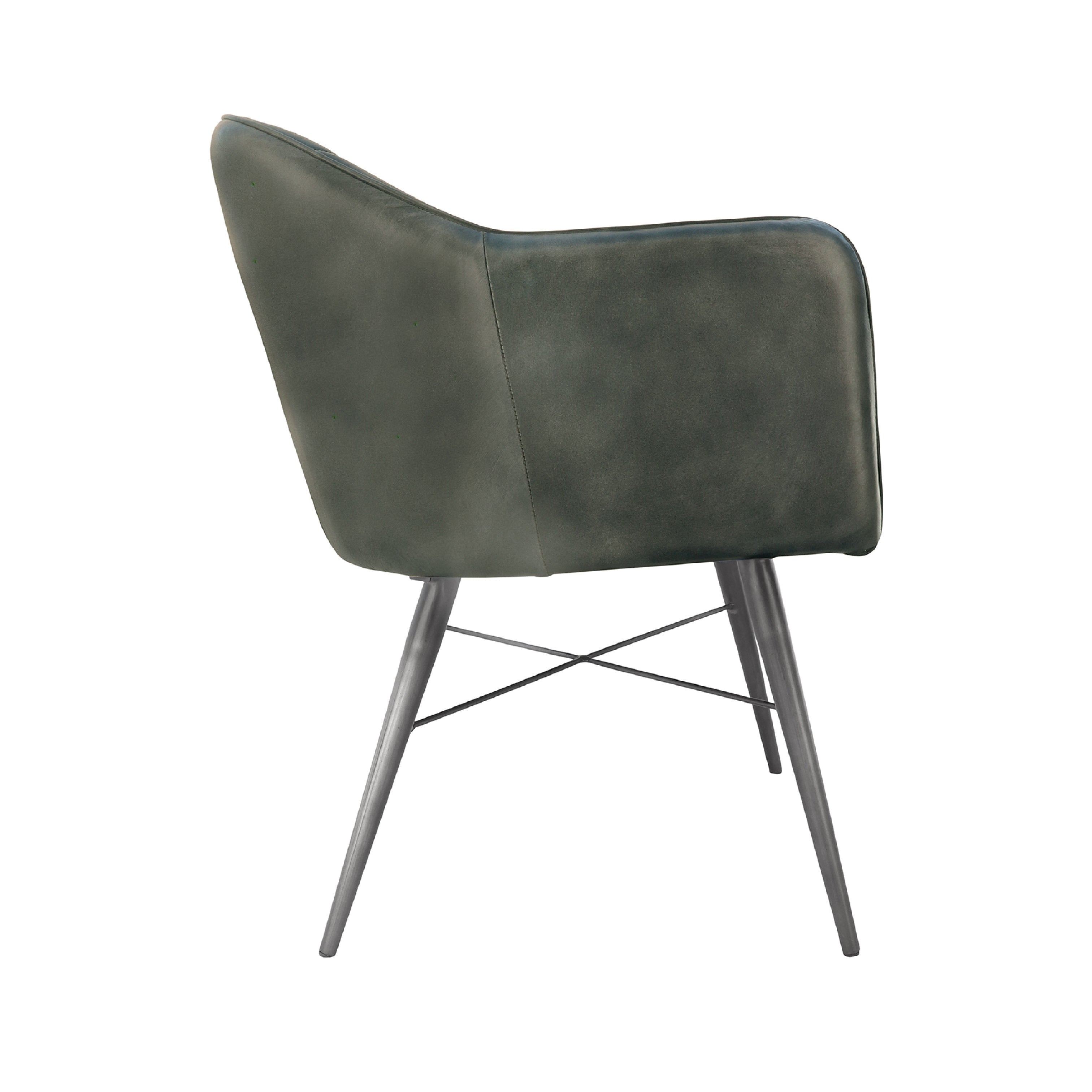 Finsbury Leather & Iron Chair - Light Grey