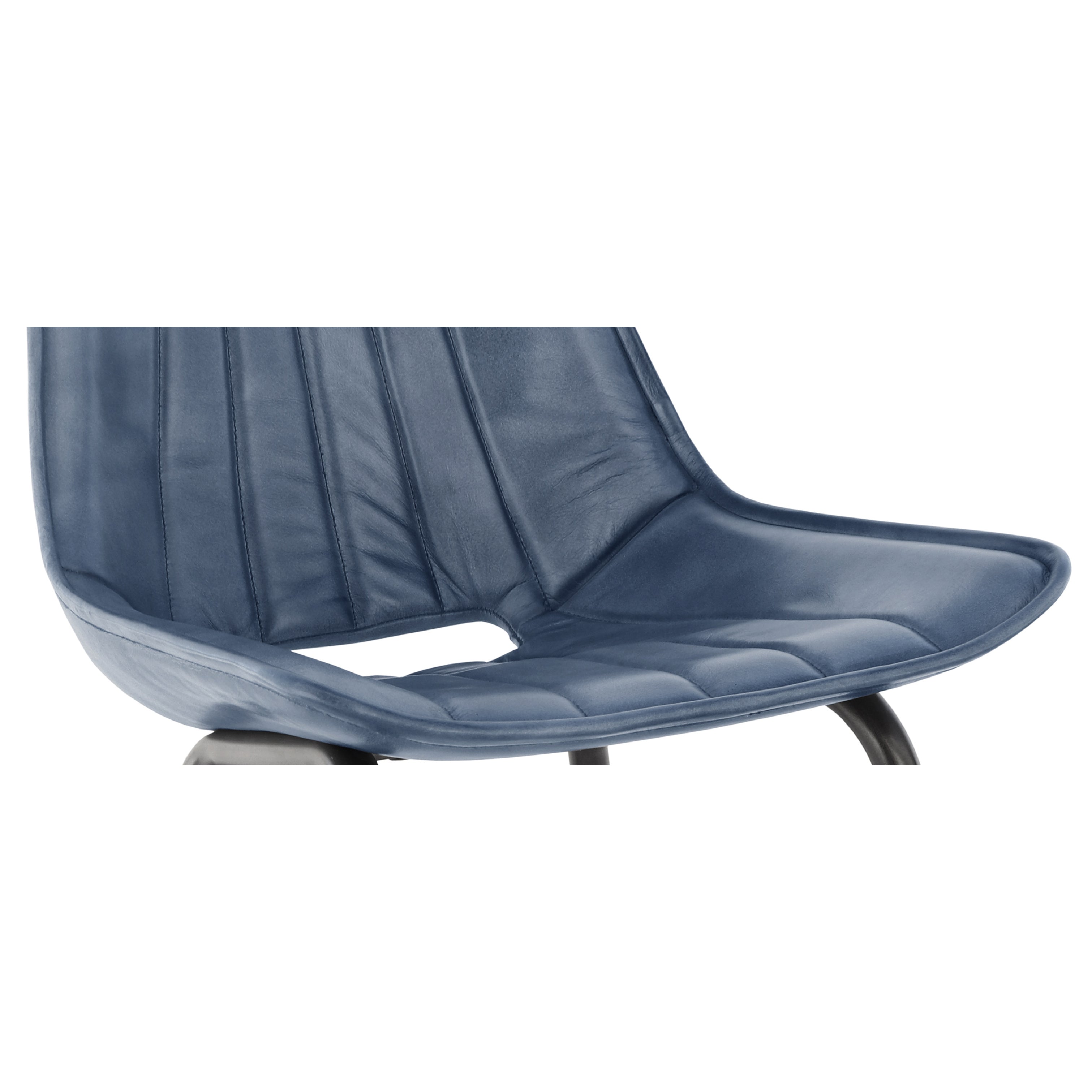 Islington Leather & Iron Chair - Blue