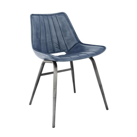 Islington Leather & Iron Chair - Blue