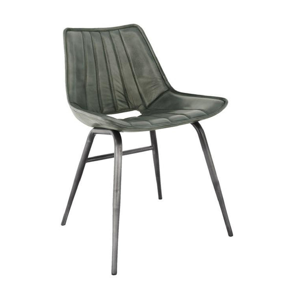 Islington Leather & Iron Chair - Light Grey