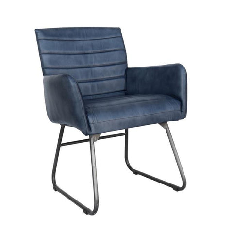 Marylebone Leather & Iron Chair - Blue