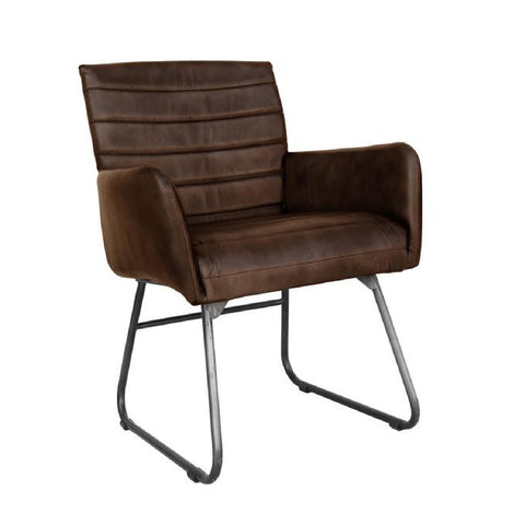 Marylebone Leather & Iron Chair - Brown