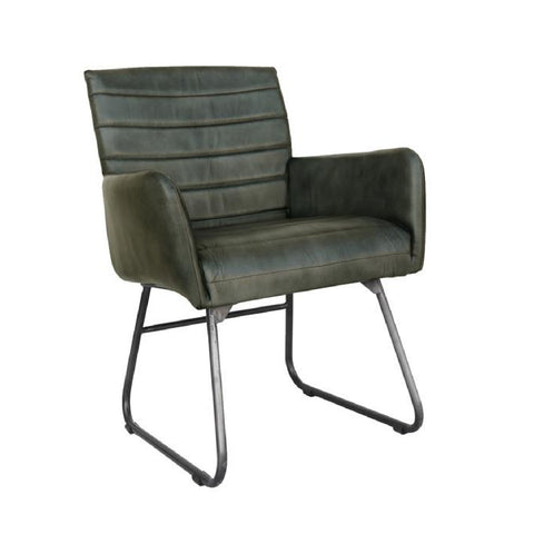 Marylebone Leather & Iron Chair - Light Grey