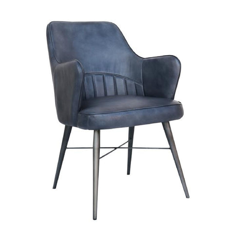 Sherlock Leather & Iron Chair - Blue