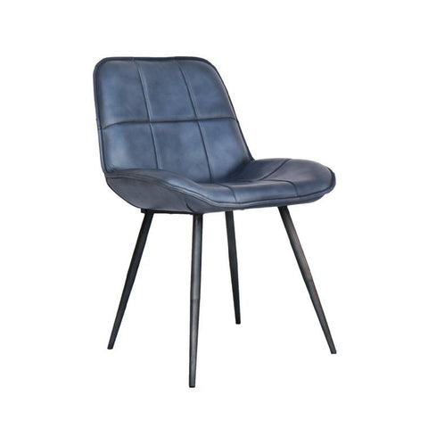 Regent Leather & Iron Chair - Blue