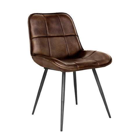 Regent Leather & Iron Chair - Brown