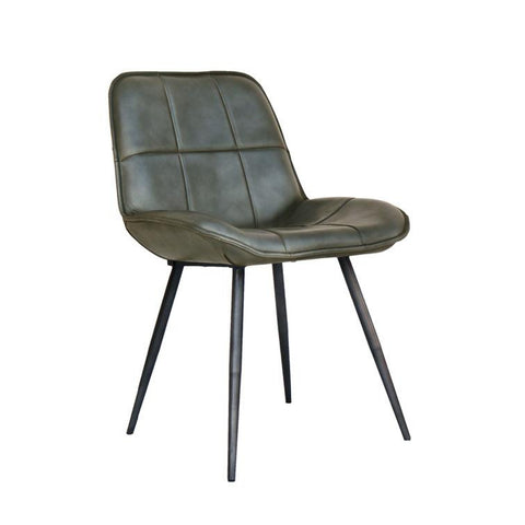 Regent Leather & Iron Chair - Light Grey