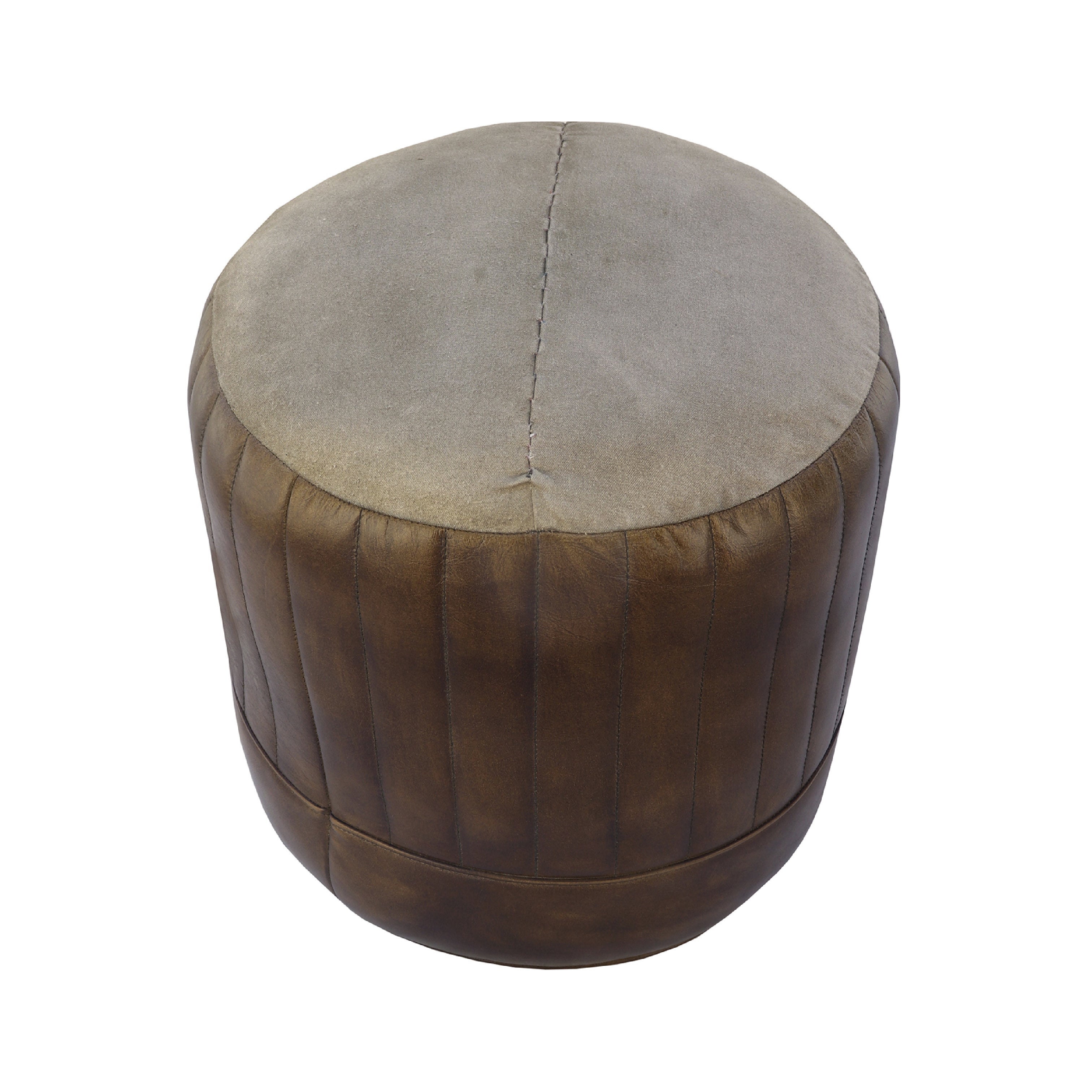 Edmonton Leather Pouf - Dark Grey