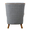 Ernie Fluted Wing Chair in Leather & Wool - Grey Check