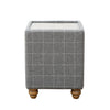 Barry Side Table in Leather & Grey Wool with Glass Top