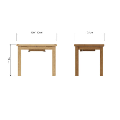 Oakdale Oak Extending Dining Table - 1m