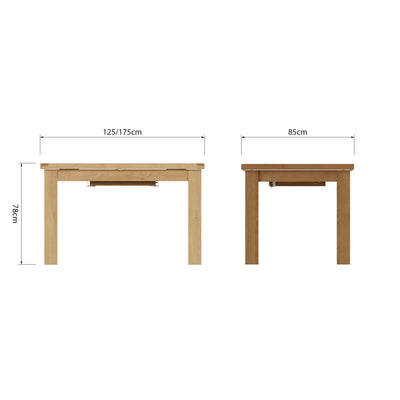 Oakdale Oak Extending Dining Table - 1.25m