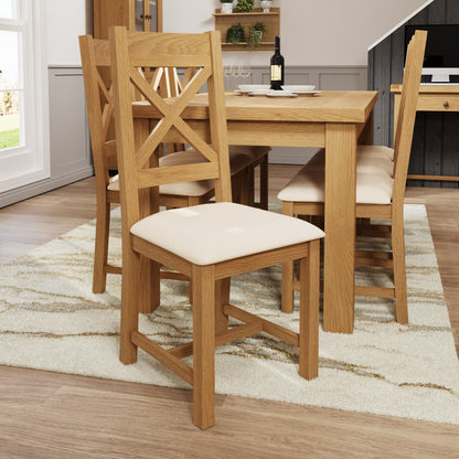 Oakdale Oak Cross Back Dining Chair - Padded Seat