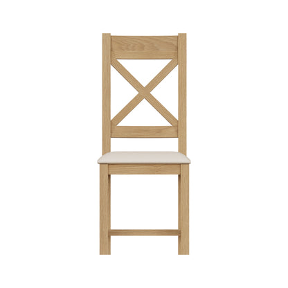 Oakdale Oak Cross Back Dining Chair - Padded Seat