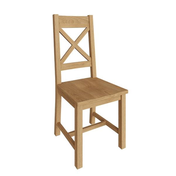 Oakdale Oak Cross Back Dining Chair - Wooden Seat
