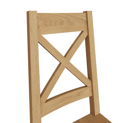 Oakdale Oak Cross Back Dining Chair - Wooden Seat