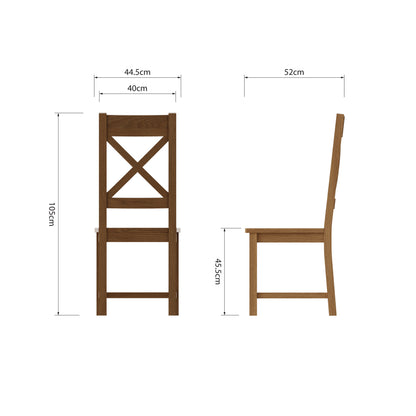 Oakdale Oak Cross Back Dining Chair - Wooden Seat