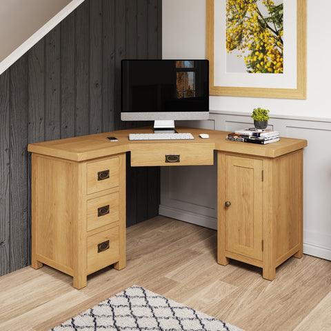 Oakdale Oak Computer Desk - Corner