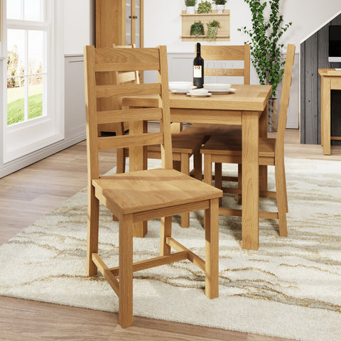 Oakdale Oak Ladder Back Dining Chair - Wooden Seat