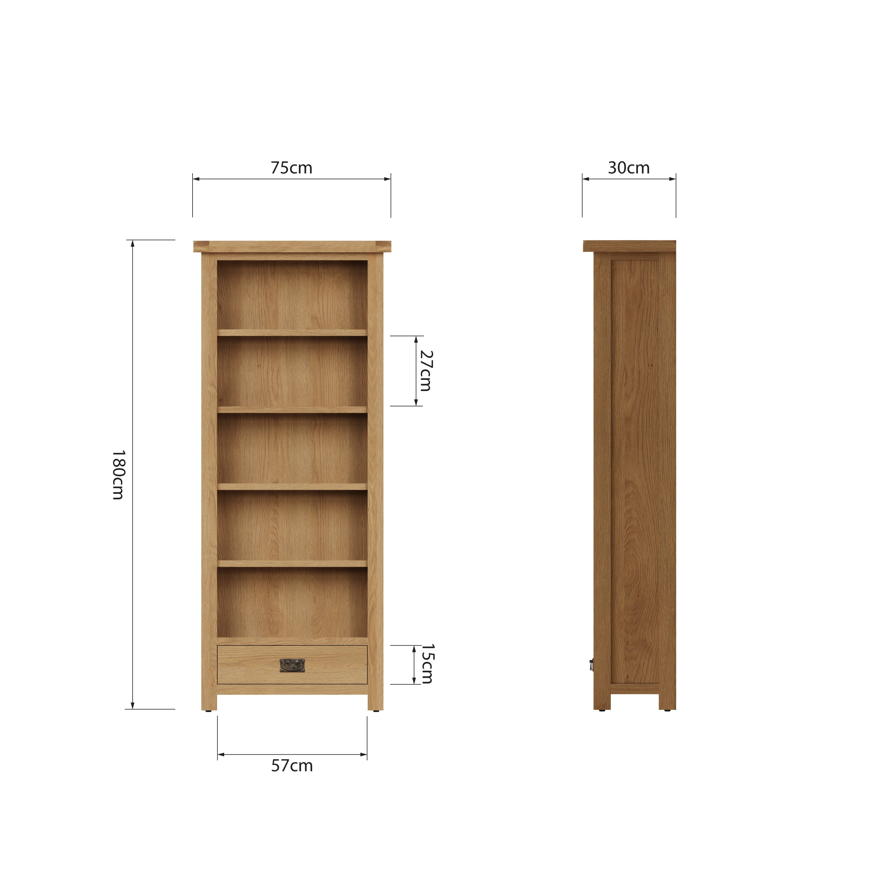 Oakdale Oak Bookcase Medium The Oak Outlet Co