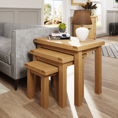 Oakdale Oak Nest of 3 Tables