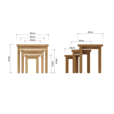 Oakdale Oak Nest of 3 Tables