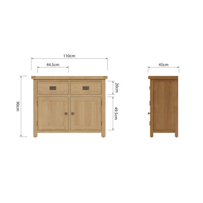 Oakdale Oak Sideboard - 2 Door, 2 Drawer