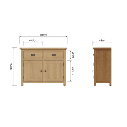 Oakdale Oak Sideboard - 2 Door, 2 Drawer