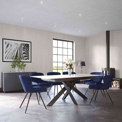PACKAGE DEAL - Alpha Sintered Stone Extending Dining Table & x4 Alpha Dining Chairs