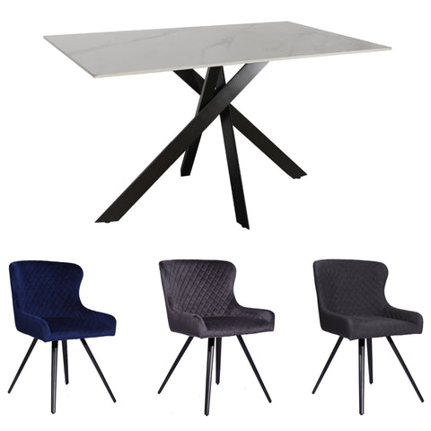 PACKAGE DEAL - Alpha Sintered Stone Compact Dining Table & x4 Alpha Dining Chairs