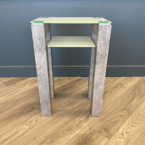 Concrete Style and Glass Small Console Table