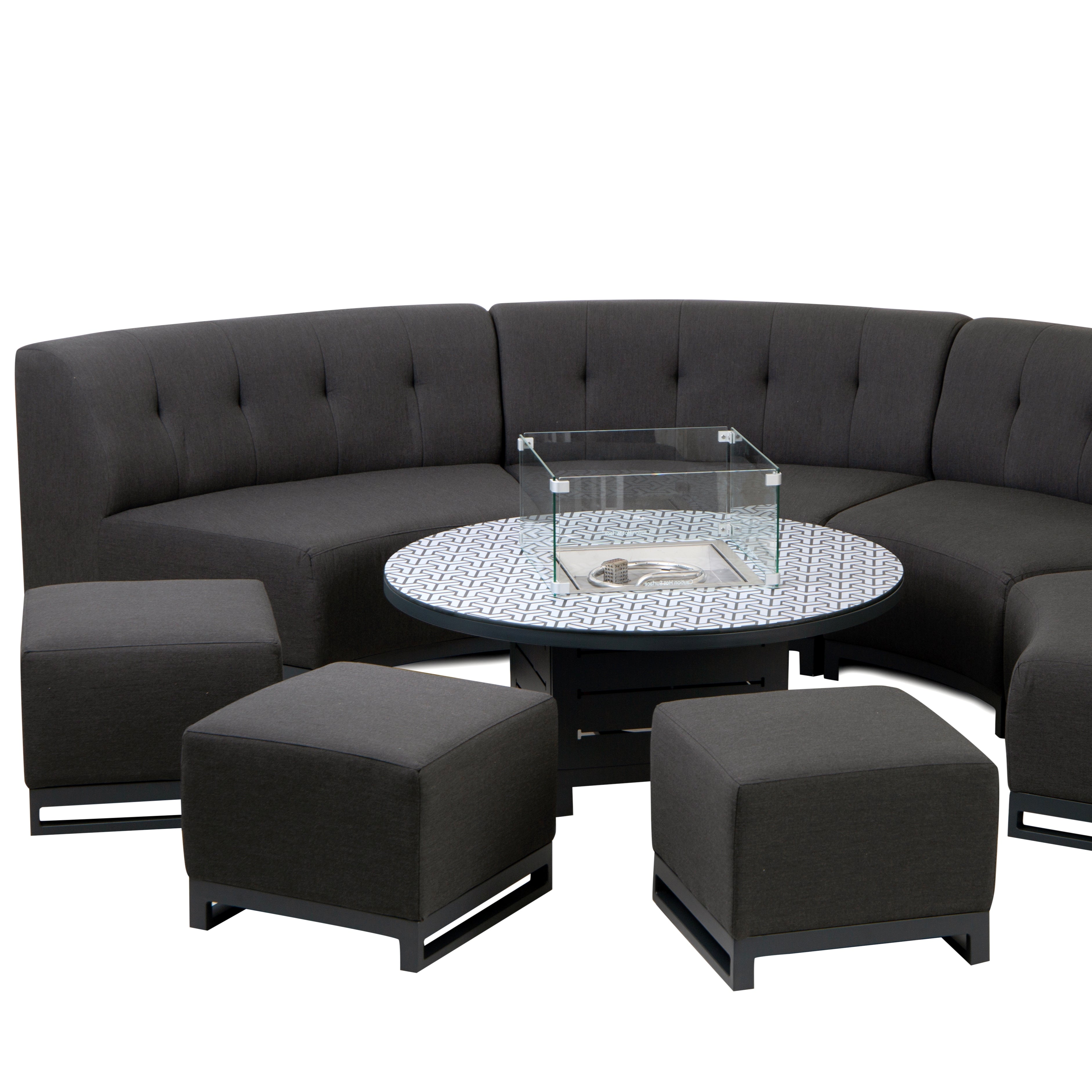 Mambo Cove Garden Furniture - Aluminium & Fabric Small Footstool (3 pcs) - Dark Grey