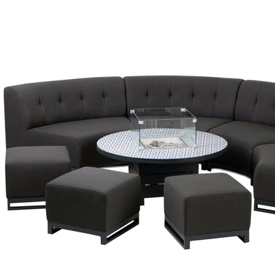 Mambo Cove Garden Furniture - Aluminium & Fabric Small Footstool (3 pcs) - Dark Grey