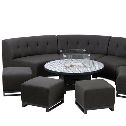 Mambo Cove Garden Furniture - Aluminium & Fabric Small Footstool (3 pcs) - Dark Grey