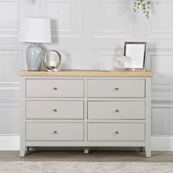 Earlham Grey Painted & Oak 6 Drawer Chest