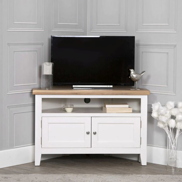 White and oak corner tv unit deals