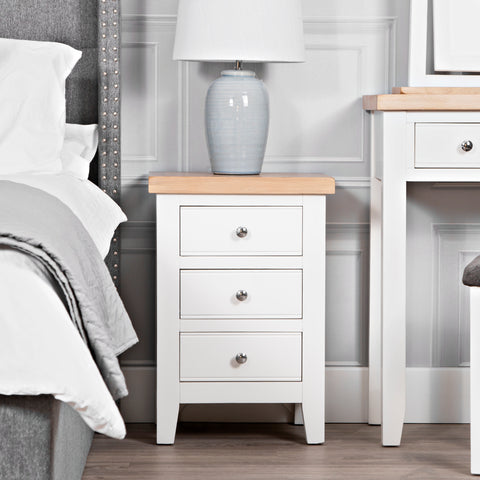 Earlham White Painted & Oak Large Bedside Cabinet