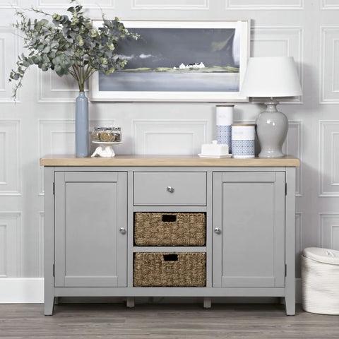 Earlham Grey Painted & Oak Large Sideboard