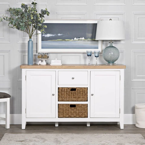 Earlham White Painted & Oak Large Sideboard