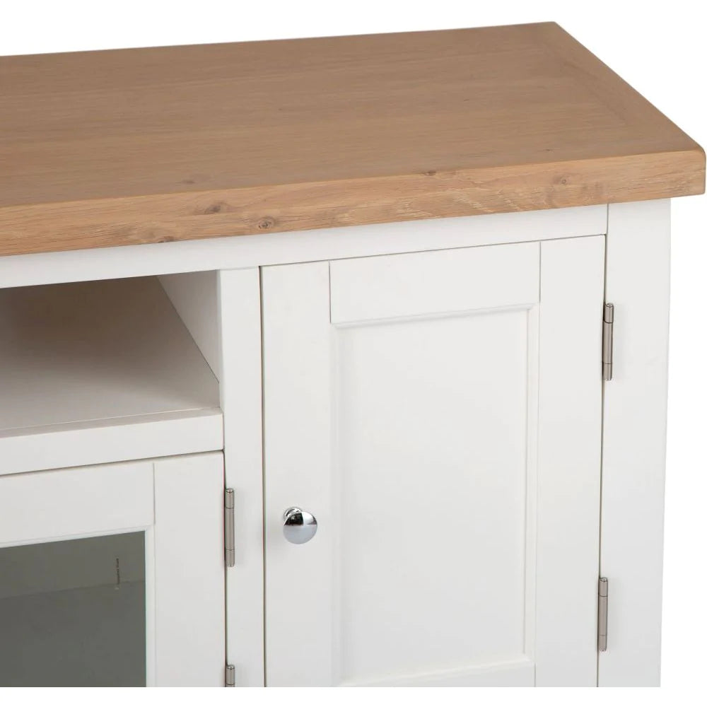 Earlham White Painted Oak Large TV Unit The Oak Outlet Co