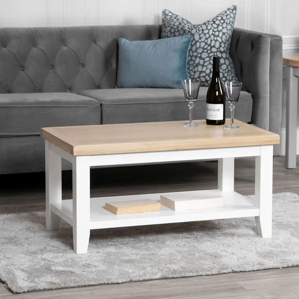 Earlham White Painted & Oak Small Coffee Table