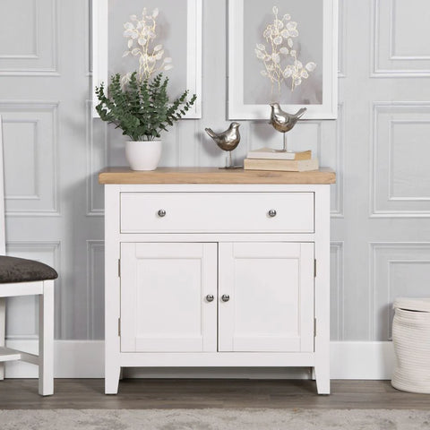 Earlham White Painted & Oak Small Sideboard