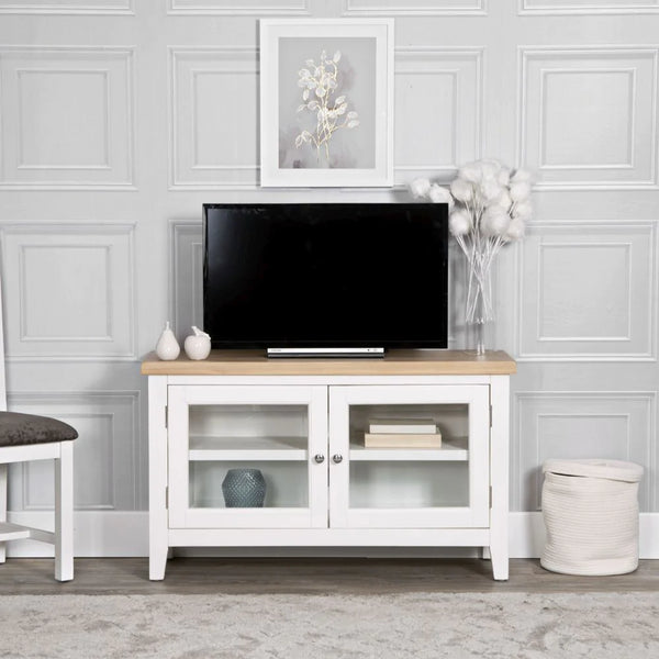 Earlham White Painted & Oak Standard TV Unit