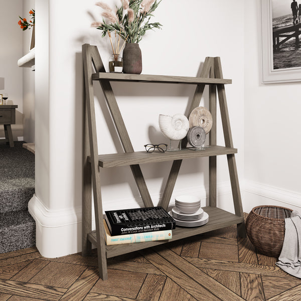 Suffolk Grey Oak Bookcase - Small Wide