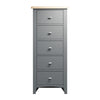 Modena Grey Painted Chest of Drawers - 5 Drawer Narrow