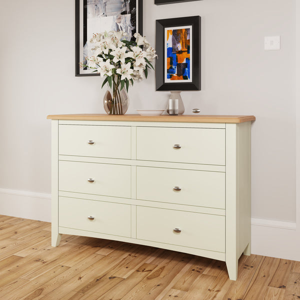 Modena Oak & White  Chest of Drawers - 6 Drawer